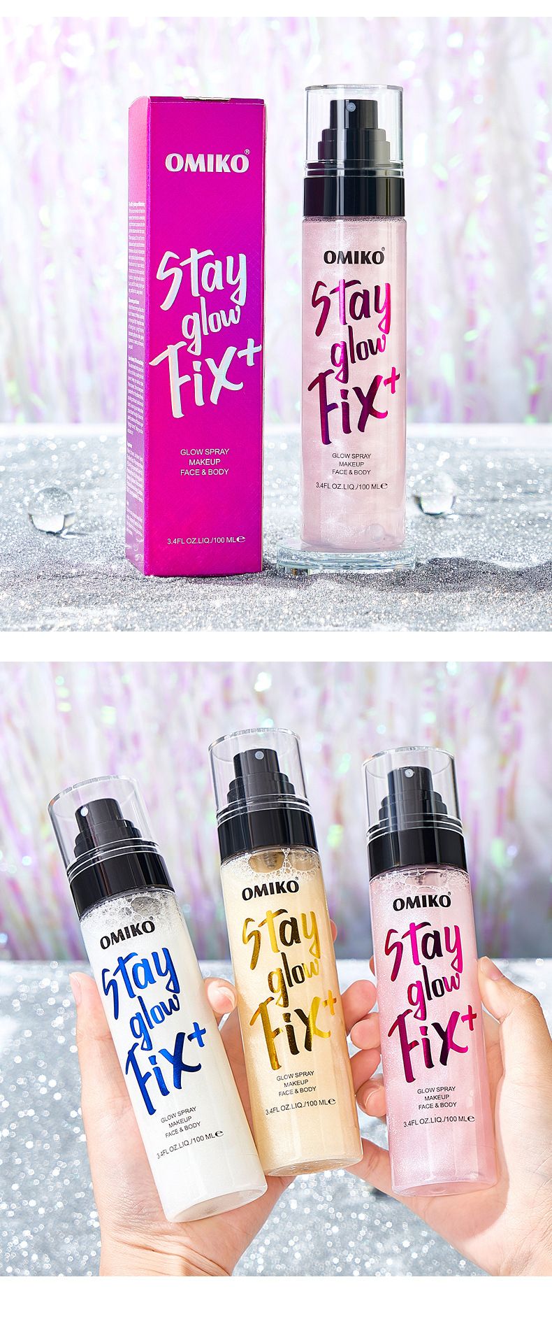 OMIKO Make-up-Fixierspray, feuchtigkeitsspendendes und aufhellendes, hautwasserfestes und schweißfestes Make-up-Fixierspray_voghion.com