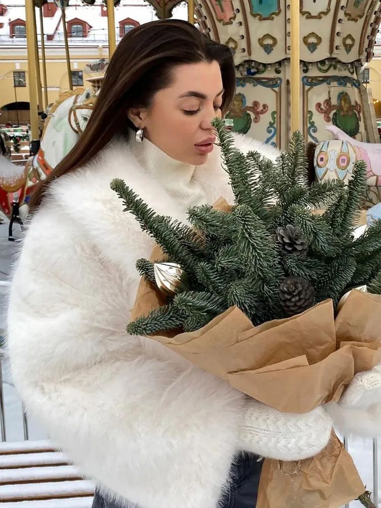 Giacca corta in pelliccia sintetica di volpe - Cappotto in pelliccia vegana degno di nota per donna (S-L, taglio corto, collo sciallato alla moda, inverno e autunno, stile streetwear chic)_voghion.com