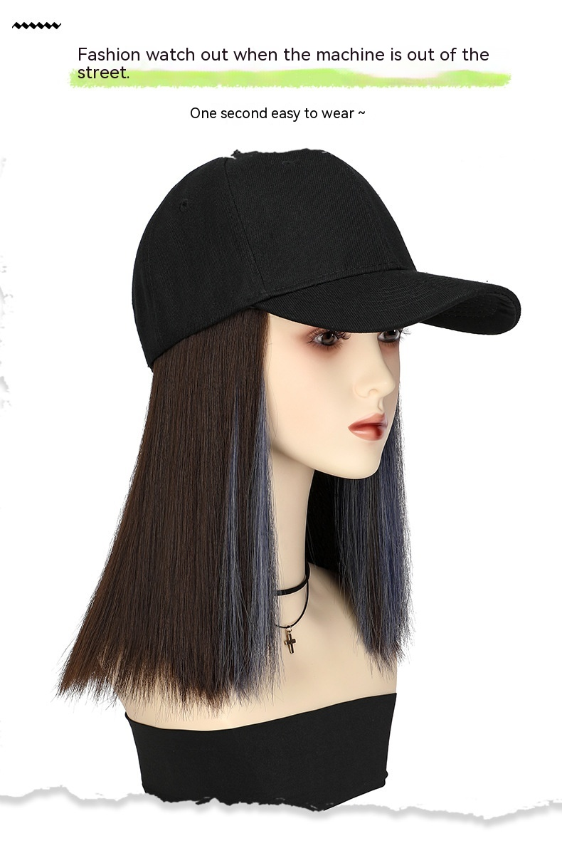 2024 Nuovo cappello parrucca tutto in uno più venduto, capelli corti lisci, parrucca con cappuccio da donna, capelli sulla clavicola, Bobo, Europa e America_voghion.com