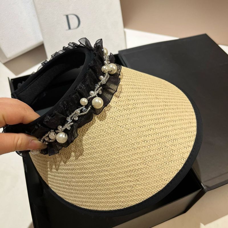 Xiaoxiangfeng perla plisada malla superior vacía versión coreana Little Fairy dulce antienvejecimiento sombrilla verano tenis sombrero_voghion.com