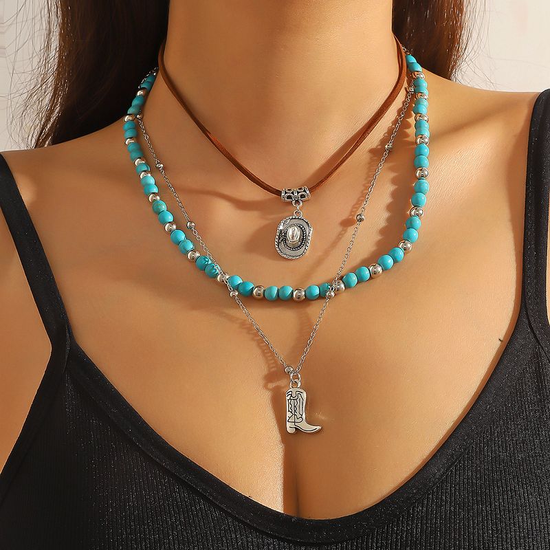 necklace national style bull head cross cowboy Maillard stacking select retro necklace_voghion.com