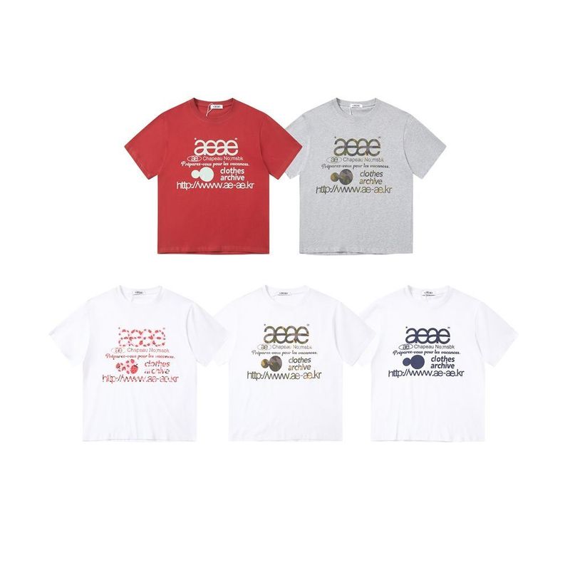 Aeae Top alla moda coreano con stampa di lettere, estivo, dolce, largo, snellente, a maniche corte, da donna_voghion.com