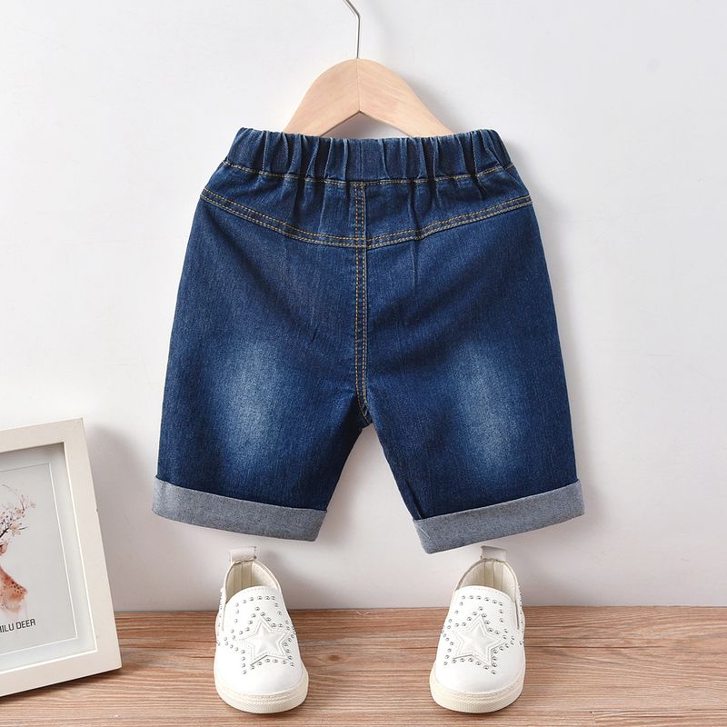 Abbigliamento per bambini 2024 Ragazzi T-shirt a maniche corte rossa, blu e bianca Pantaloncini in denim Set da due pezzi per bambini_voghion.com