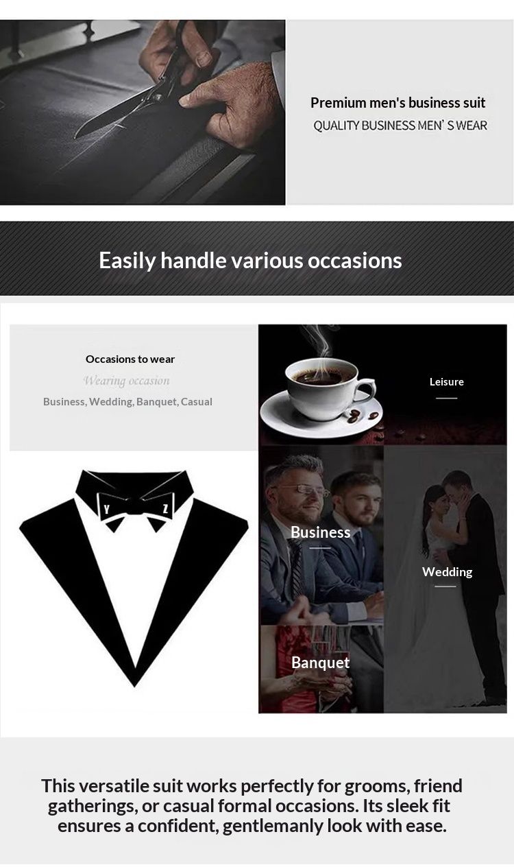 Costume trois pièces pour homme, style coréen, revers cranté, simple boutonnage, couleur unie, idéal pour un mariage. En stock._voghion.com