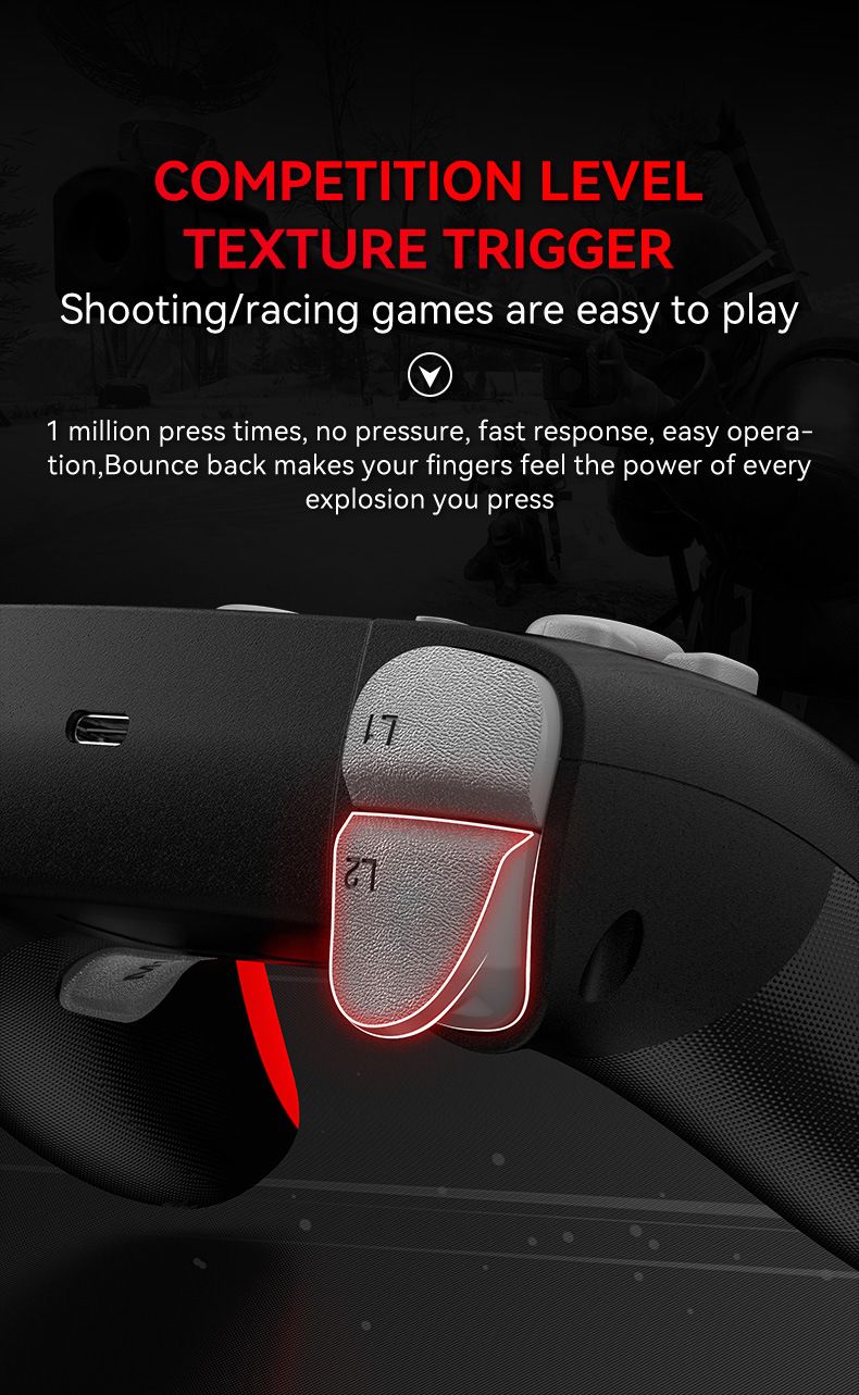 P08 Wireless Gamepad - IOS/Android /PC/Switch/PS4 platform, six-axis somatosensory, macro programming, long battery life, anti-skid design_voghion.com