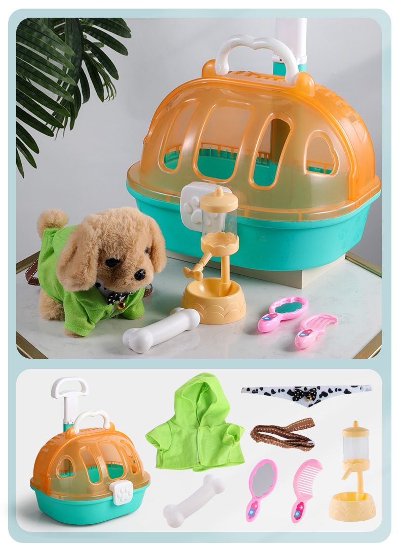 Piccolo coniglio bianco peluche bambola simulazione animale puzzle cane elettrico multifunzionale porterà a spasso i bambini dai 3 ai 46 anni_voghion.com