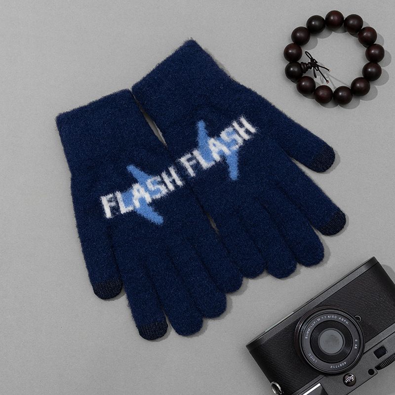 Herren-Fünffingerhandschuhe Herbst Winter Warme Socken Outdoor Radfahren Kältebeständig Strickwolle Touchscreen Studenten_voghion.com