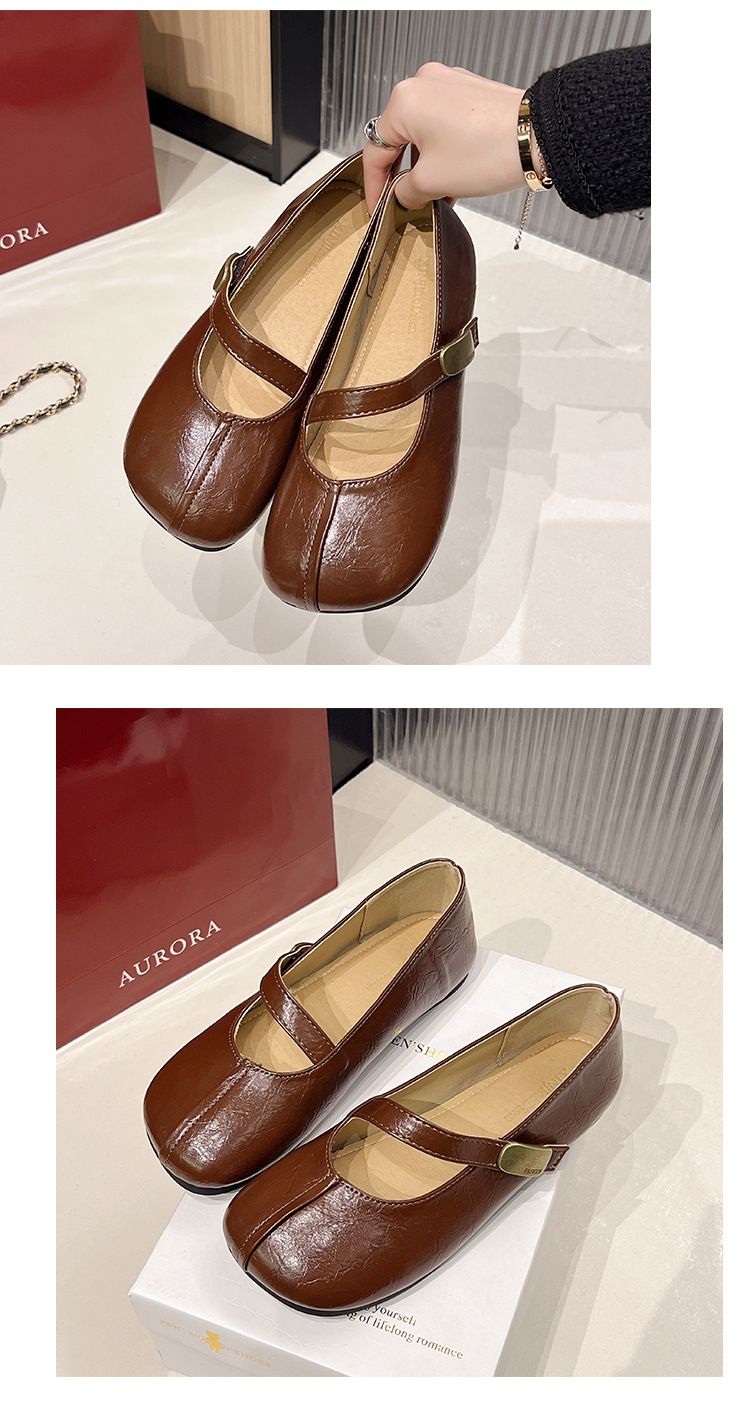 Spring And Autumn Shallow Mouth One Pedal Casual Shoes Doudou Shoes Foreign Trade Women's Shoes Flat Shoes Mary Jane Shoes Single Shoes_voghion.com