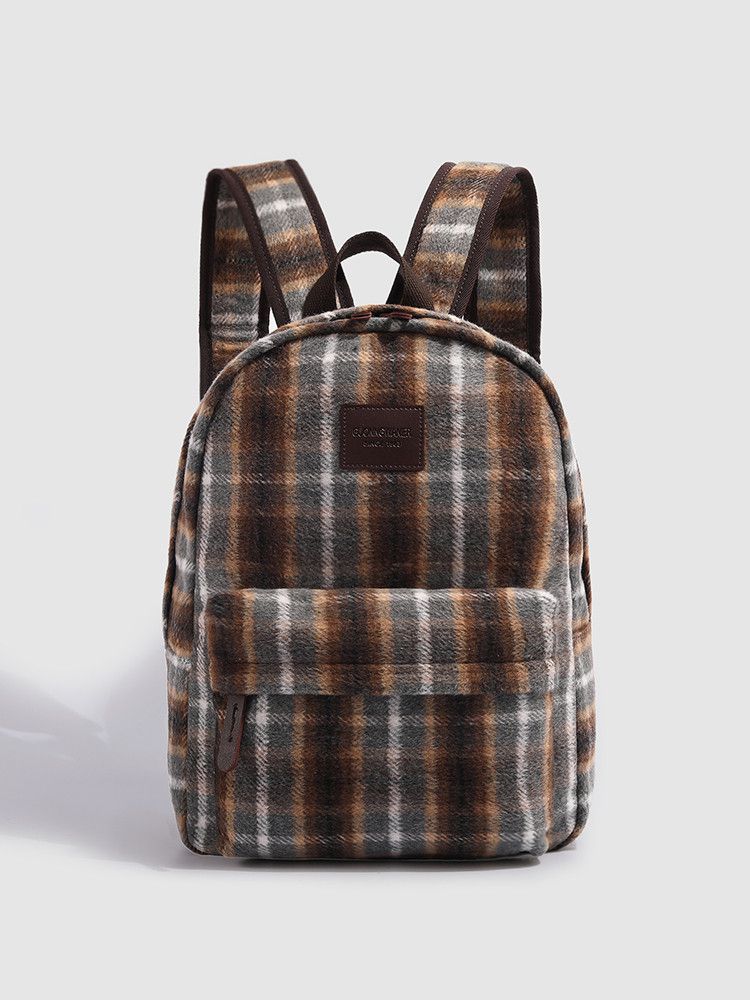 Zaino coreano alla moda in tweed scozzese, autunno e inverno 2025, per studenti universitari, casual, quotidiano_voghion.com