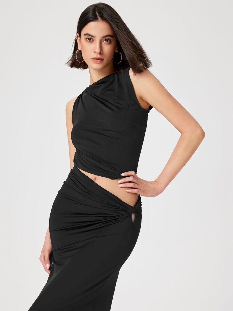 Women's Solid Color Knit Dress Set - Slim Fit Comfortable Spring Summer Outfit Casual Chic Stretchy Fabric_voghion.com