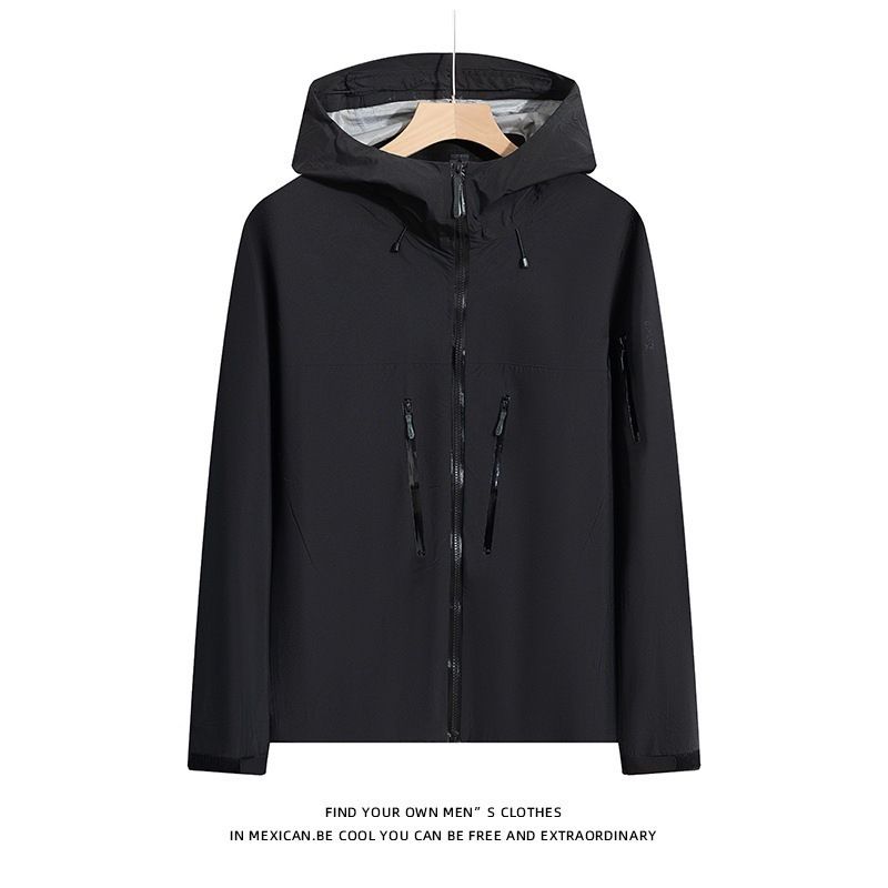 Giacca con cappuccio da uomo tinta unita impermeabile termosaldata Autumn Bird Home 2024, stile coppia_voghion.com