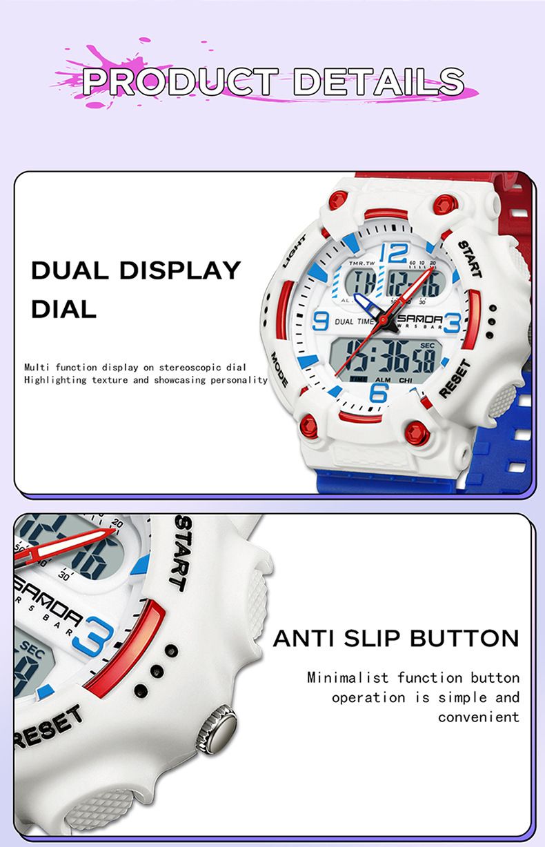 Orologio sportivo analogico digitale unisex con retroilluminazione a LED, impermeabile, sveglia, cronometro, visualizzazione della data per attività all'aperto_voghion.com
