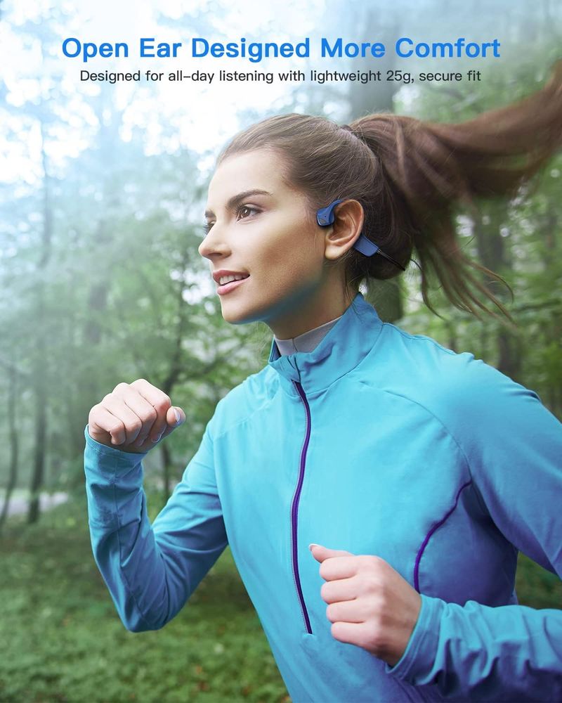 Bone Conduction Wireless Bluetooth Headphones Titanium Lightweight Earphone With Microphones For Sport Running Hiking_voghion.com