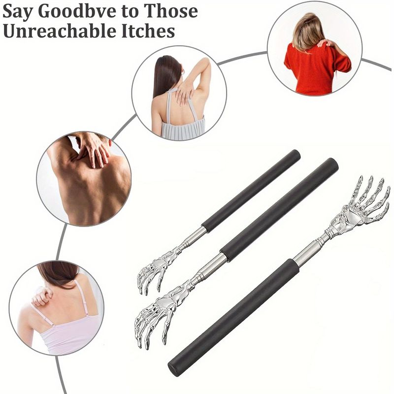 Portable Extendable Back Scratcher Stainless Steel Telescoping Back Scratcher For Both Human And Pets Extendable Back Massager_voghion.com