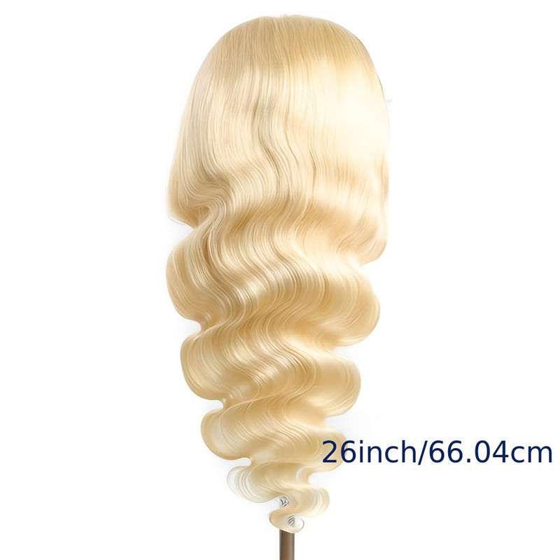 Peluca de cabello humano peruano rubio miel 613, sin pegamento, peluca frontal de encaje ondulado para mujeres y niñas_voghion.com