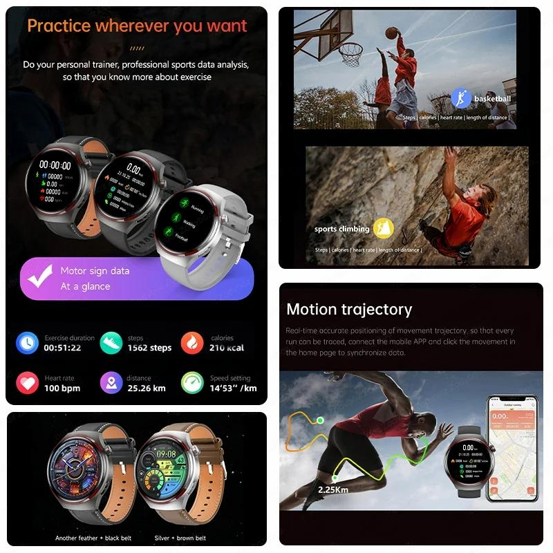 2024 Neue Watch 4 Pro GPS Smartwatches Herren AMOLED HD Bildschirm Bluetooth Anruf NFC IP68 Wasserdichte Uhren Herzfrequenz Smartwatch Frau_voghion.com