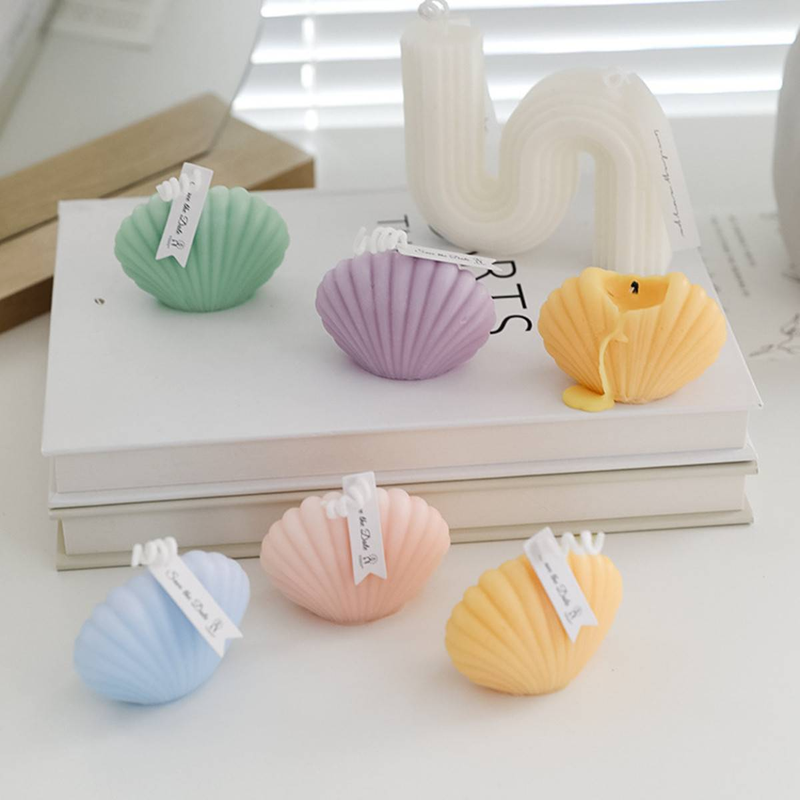 1 st. Schelp Aromatherapie Geurkaars, Huisgeur Ornamenten Creatieve Driedimensionale Sint-Jakobsschelp Aromatherapie Vakantie Cadeau_voghion.com