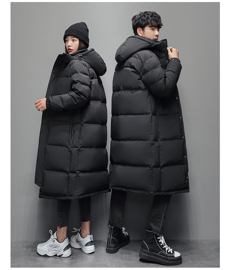 Herrenbekleidung Neue Baumwolljacke für Herren Mittellange warme Winterjacke für Herren und Damen im gleichen Stil Weiße Entenbaumwolle Paaroberteile_voghion.com