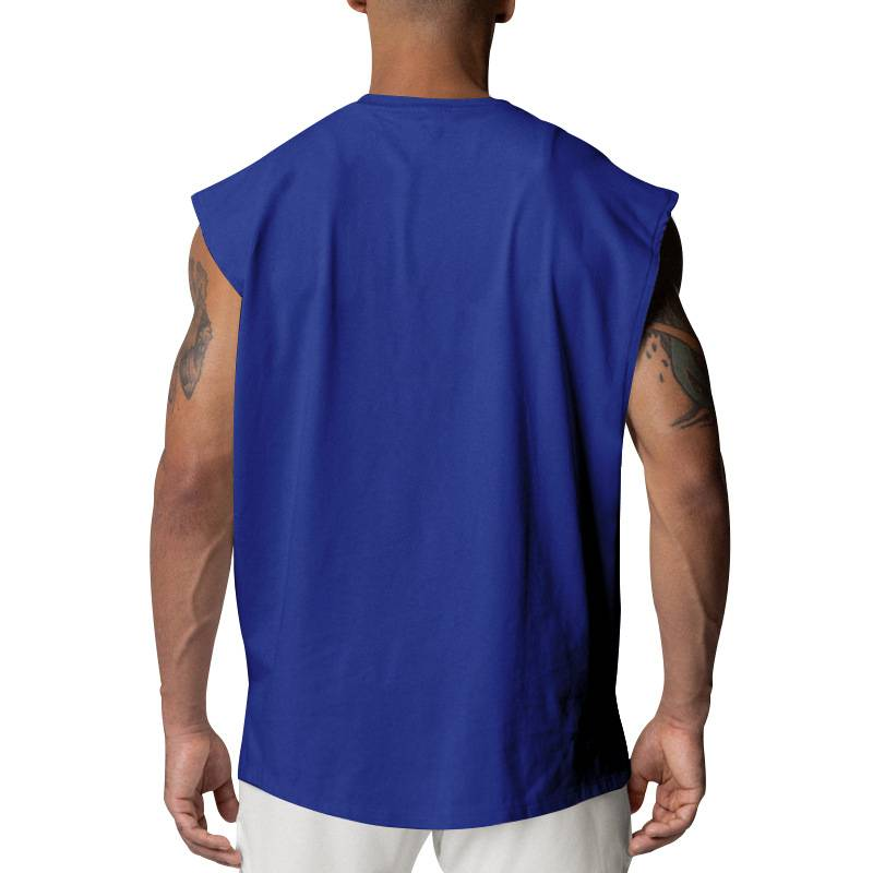 Summer Men's Round Collar Pure Color Sleeveless Jerkin Type Quick Drying Fitness Vest S-3XL_voghion.com