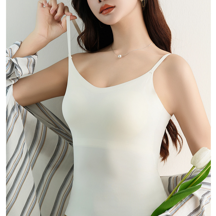 Camisole longue sans anneau en acier pour femme, joli dos, coupe fixe, vêtements d'intérieur, vêtements d'extérieur, bas sans couture, gilet pour femme_voghion.com