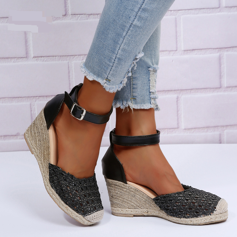 Women's Shoes Spring And Summer New Large Size Braided Rope Wedge Sandals_voghion.com
