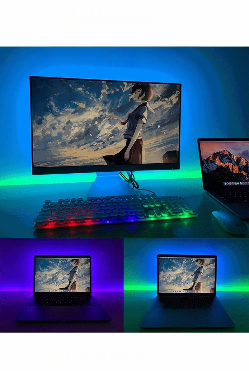 Taśmy LED RGB 5050 ze sterowaniem przez aplikację Bluetooth, zasilanie przez USB, samoprzylepna podkładka do podświetlenia telewizora, nastrojowe oświetlenie wnętrza, dekoracja wnętrz_voghion.com