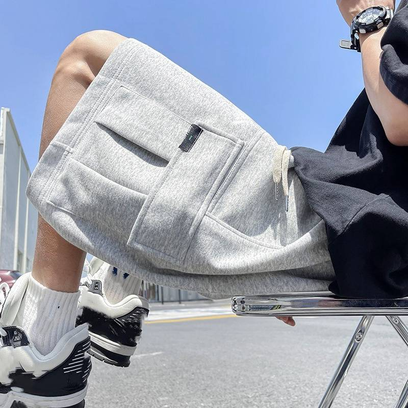 Men's Cargo Shorts - Heavyweight Cotton Workwear Shorts With Drawstring Waist, Casual Basketball Style, High Elasticity For Summer Comfort_voghion.com