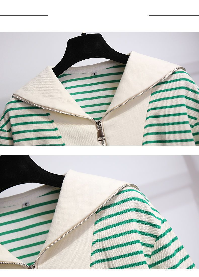 Completo trendy con felpa con cappuccio a maniche lunghe e colletto blu navy e pantaloni larghi con coulisse - Comodo abbigliamento casual da strada, tessuto in poliestere traspirante_voghion.com