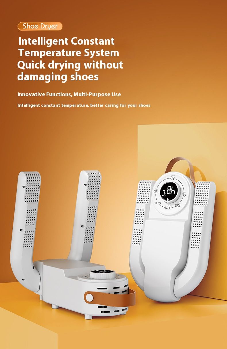 Smart Shoe Dryer & Sterilizer – UV Sanitizing, Fast Drying For Sneakers/Boots, Foldable Design With Timer, 220V/110V Dual Voltage (White)_voghion.com