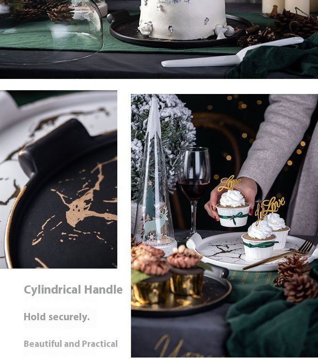 Mat keramische taartstandaard met koepeldeksel - Serveerschaal met twee handgrepen voor desserts, fruit en gebak (wit/zwart, klein/groot)_voghion.com