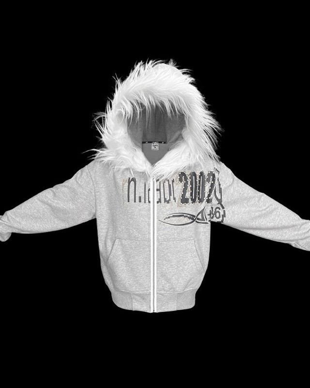 Felpa unisex con cappuccio retrò e finiture in pelliccia sintetica - Stile streetwear Y2K, vestibilità oversize, pullover caldo ed elegante per uomo e donna_voghion.com