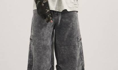 Pantaloni cargo larghi unisex – Joggers militari utility in 100% cotone con silhouette da paracadutista ed effetto slavato (XS-2XL, grigio scuro/grigio chiaro)_voghion.com