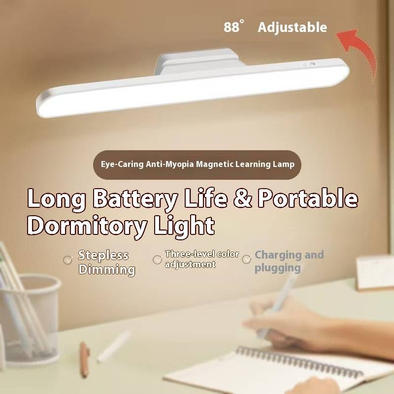 Intelligente LED-Schreibtischlampe mit Touch-Steuerung – Wiederaufladbares USB-Nachttischlicht, 3 Farbmodi, magnetische Wandhalterung für Wohnheim und Büro (Weiß)_voghion.com