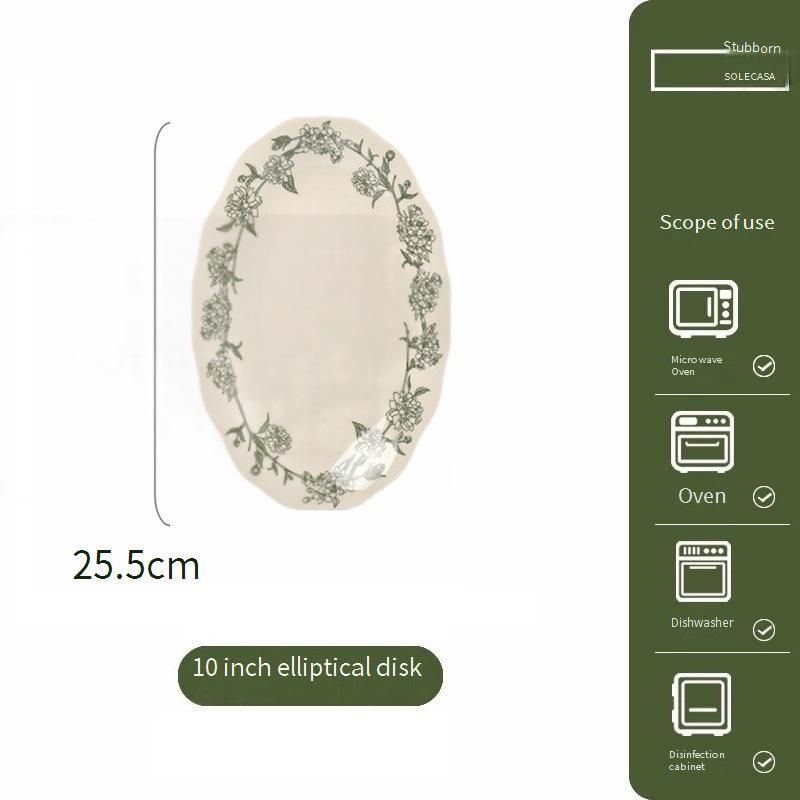 Elegant Ceramic Dinnerware Set - Floral Green Timeless Collection, Microwave Safe Bowl Plate Cup Gift Box For Home Dining_voghion.com