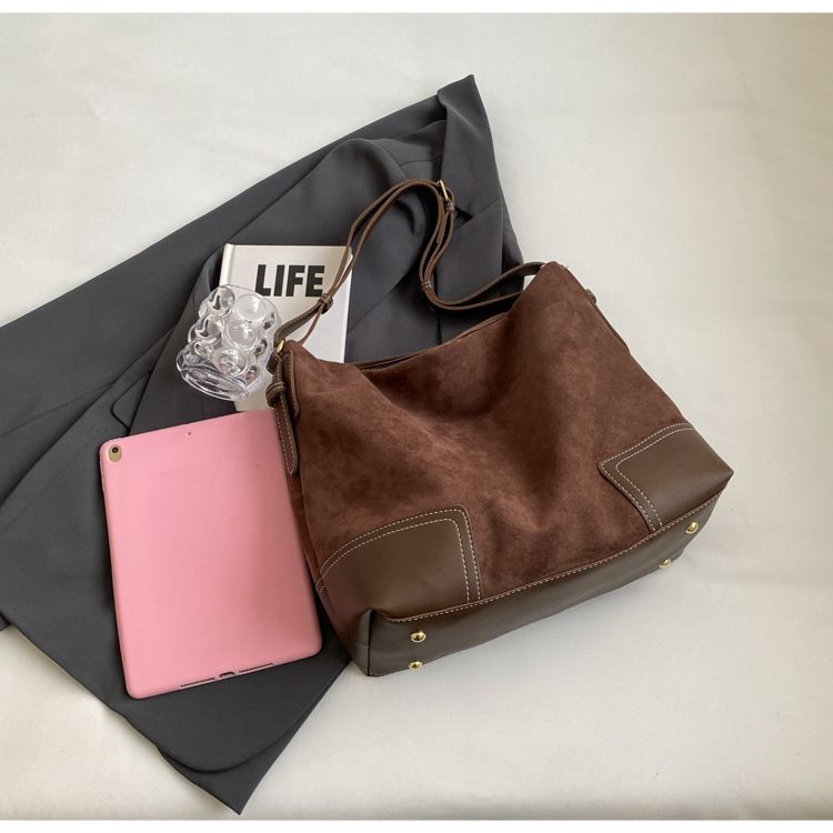 Borsa a tracolla singola in pelle scamosciata di alta qualità per donna 2024, nuova borsa alla moda e versatile con grande capacità per i pendolari_voghion.com
