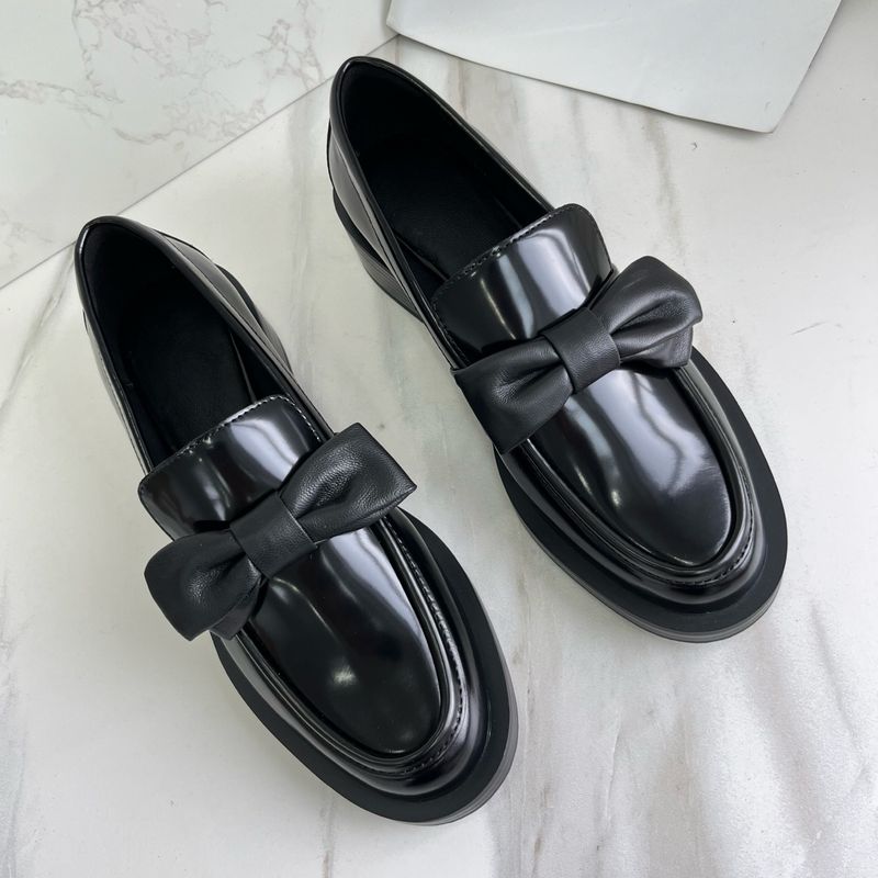S*W Unbeschriftete 25 neue kleine Loafer aus echtem Leder im britischen Stil, schwarz, weiche Sohle, bequeme Arbeitsschuhe_voghion.com