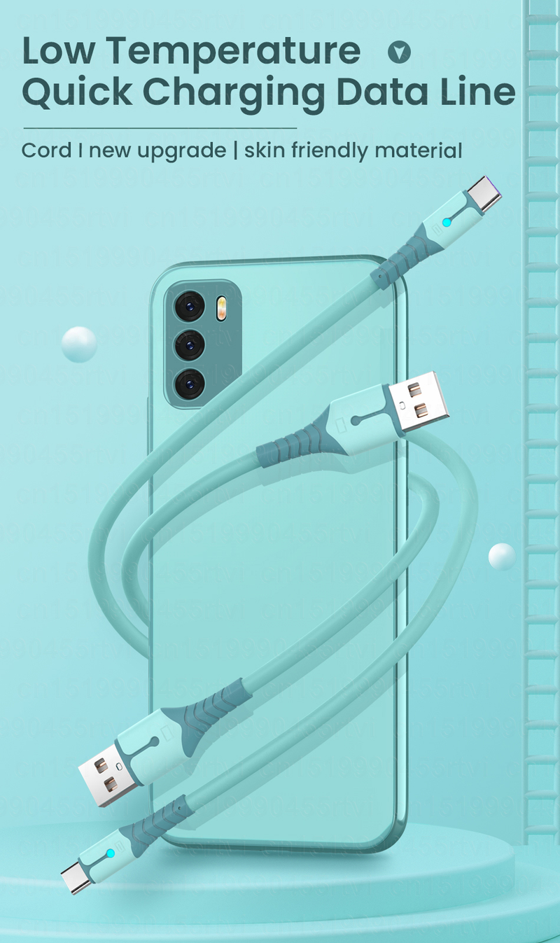 Type USB C Cable 5A Fast Charging USB C Cable for Huawei Data Cord Charger USB Type C Cable For Honor Xiaomi P    able  _voghion.com