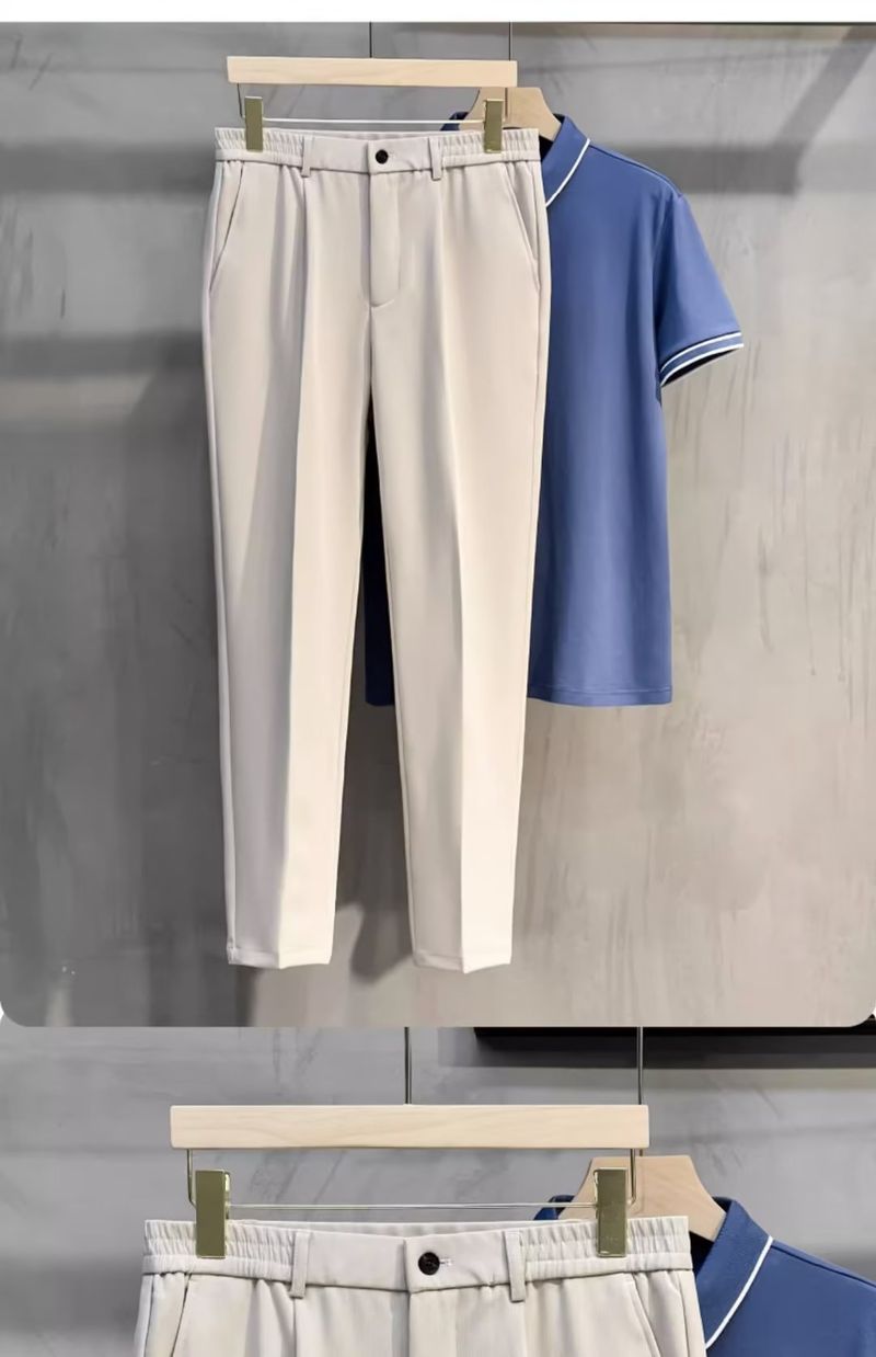 Pantaloni casual da uomo a gamba dritta, vestibilità attillata, taglie forti, neri, stile semplice, pantaloncini Ninemeter_voghion.com