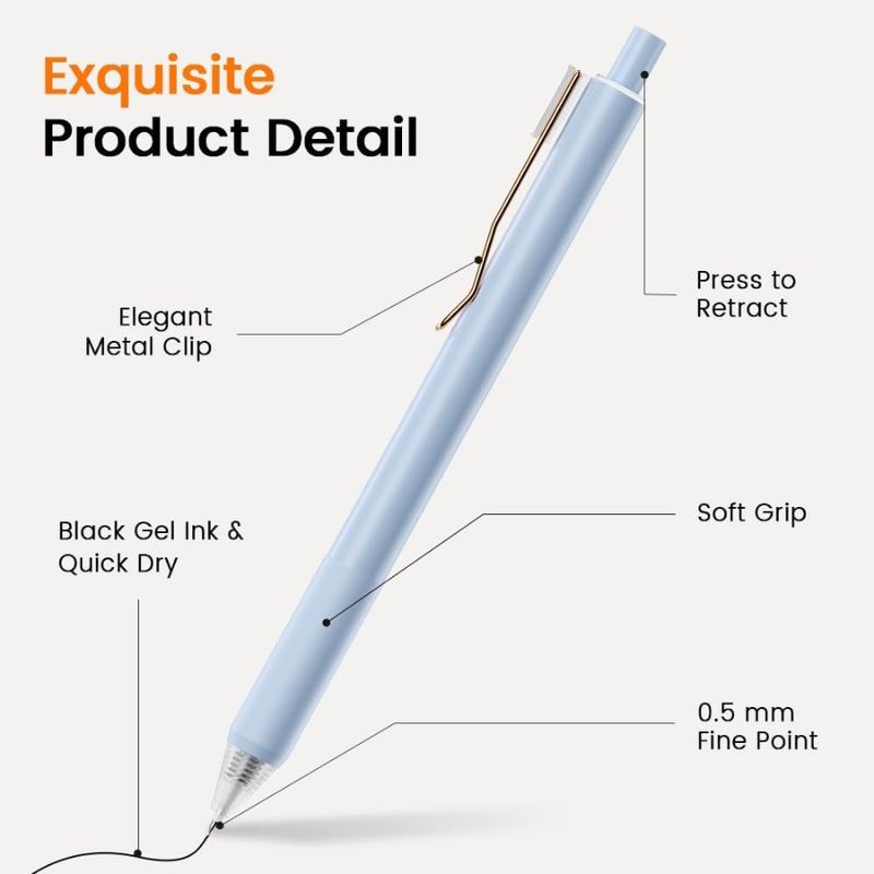 Penne gel inchiostro nero 4 pezzi 0,5 mm punta fine penna per scrittura fluida forniture per ufficio scuola_voghion.com