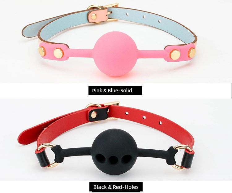 Palla bavaglio in silicone per la bocca, di piccole dimensioni, per uomini, in stile pelle di mucca di alta qualità, con fori, anti-vomito, divertimento in camera_voghion.com