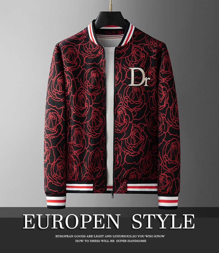 Europeisk, eksklusive Jacquard-jakke for menn, høstmotemerketrend 2023, ny brodert baseball-uniformjakke for menn_voghion.com