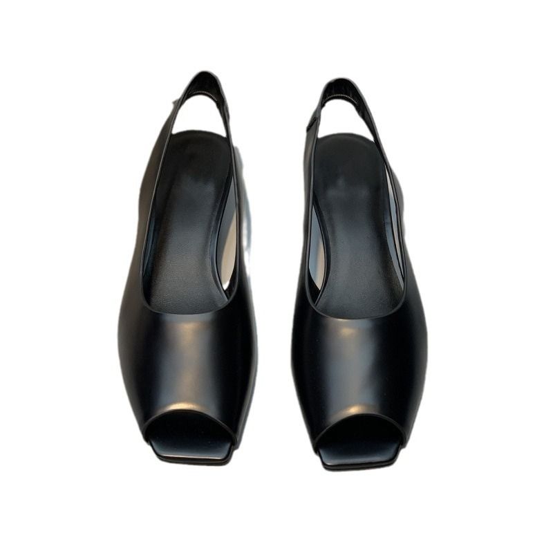 2025 New Cat Heel Single Shoes For Women Genuine Leather Niche Design Open Peep Toe High Heels French Style Elegant_voghion.com