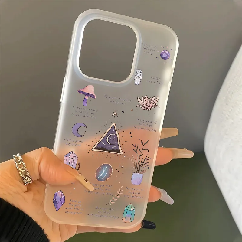 【 Collezione People 2033 】 Custodia per iPhone X/xs con foro grande, modello Trendy, 14/15, energia positiva viola, 11/12/13, trasparente_voghion.com