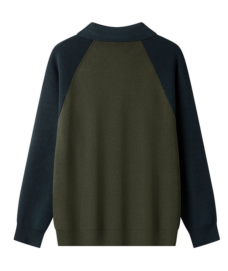 Korean Style Knitted Half Zip Pullover Men's New Autumn And Winter Raglan Sleeve Casual Loose Sweater_voghion.com