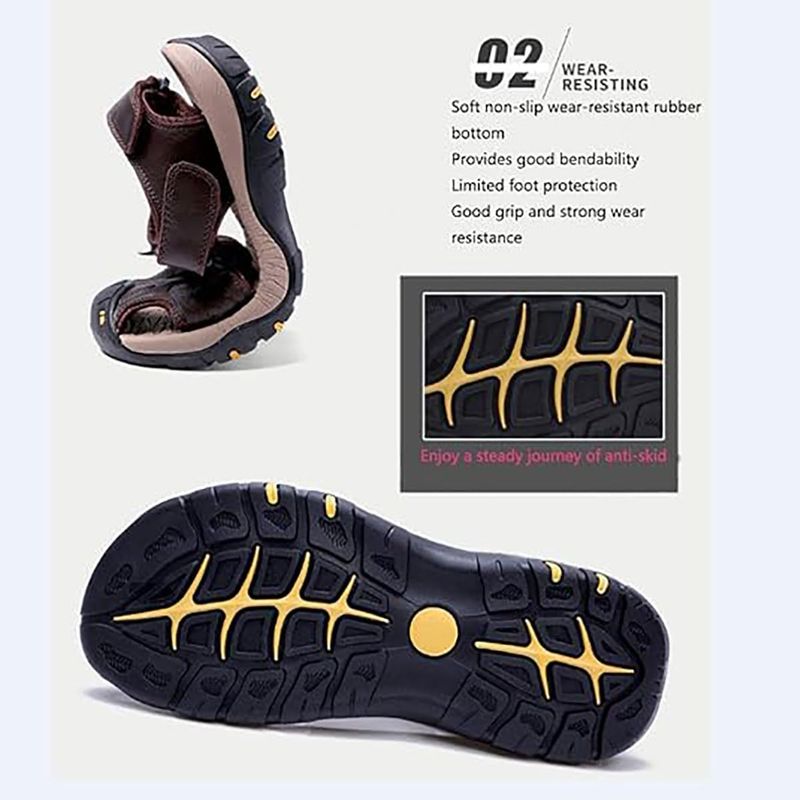 Men's Leather Sandals Closed-toe Sports Sandals soft insoles for Summer Shoes Lightweight and comfortable_voghion.com