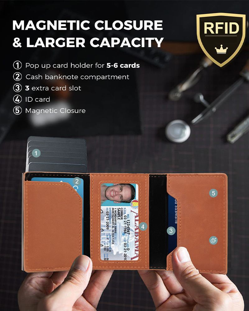 Portapassaporti e portafogli Portafoglio AirTag in fibra di carbonio Porta carte magnetico Portafoglio da uomo RFID Multi slot per carte Portafoglio da uomo_voghion.com