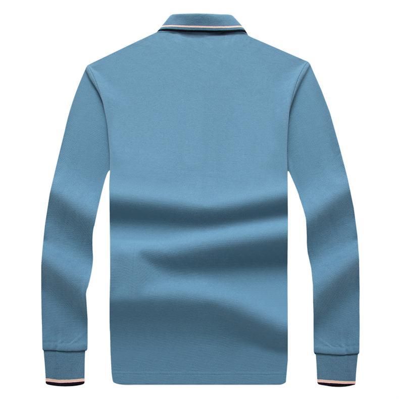 Herrkläder High End Märke Lapel Långärmad pikétröja för män Hösten Ny Ungdomsaffär Lös långärmad T-shirt_voghion.com