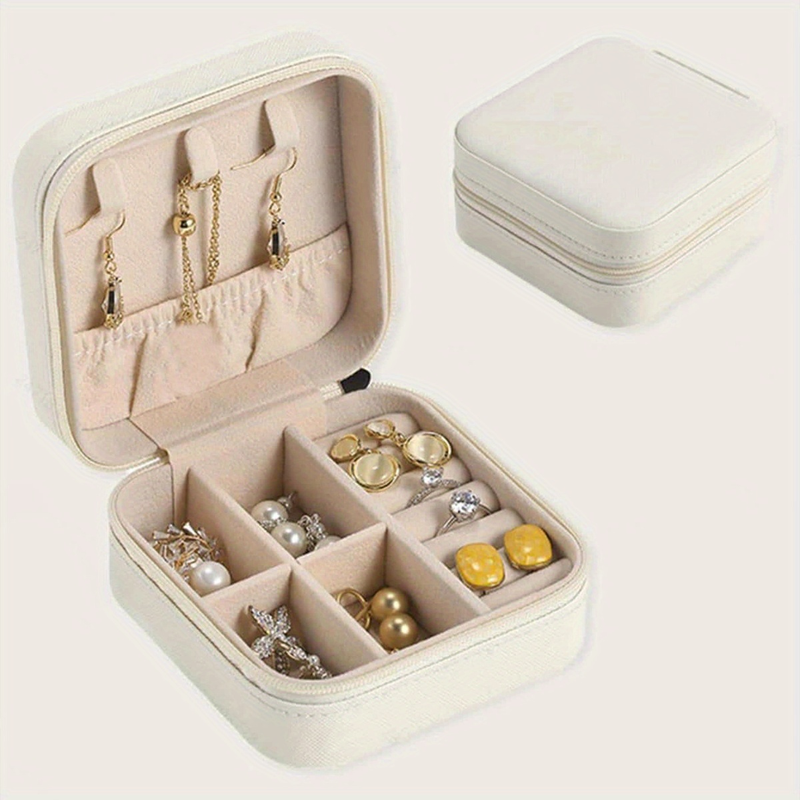 1 Stück Tragbare Schmuckaufbewahrungsbox, Reiseetui für Ohrringe, Halsketten und Ringe, Einfache Schmuck-Organizer-Box_voghion.com