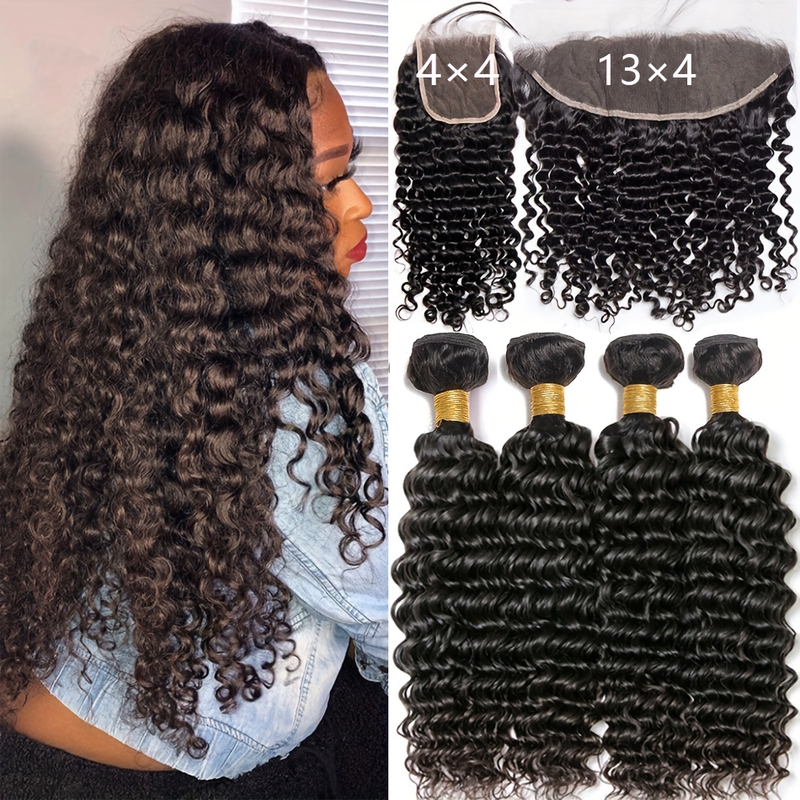 3 pacchi e 1 chiusura 10A Capelli umani Capelli umani brasiliani non trattati_voghion.com