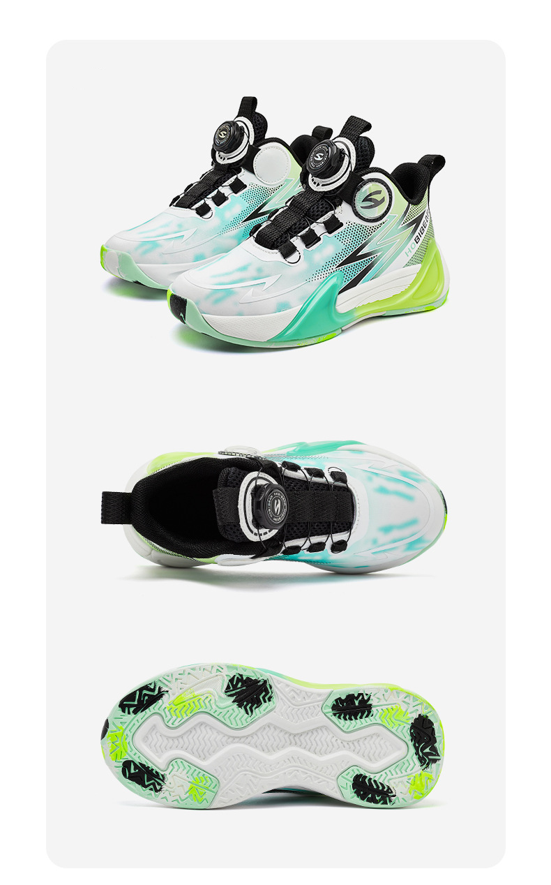 Kids' shoes leather boys basketball shoes spring and autumn children's rotating button single shoes campus sports shoes_voghion.com